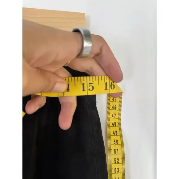 Nine West 100% Suede Leather Pants Size 10 Vintage Black High Waist Straight - Picture 7 of 9